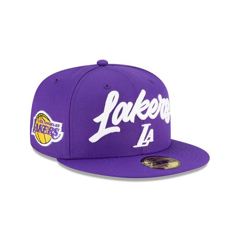 NBA Los Angeles Lakers Draft Alternate 59Fifty Fitted (ABN0079) - Purple New Era Caps